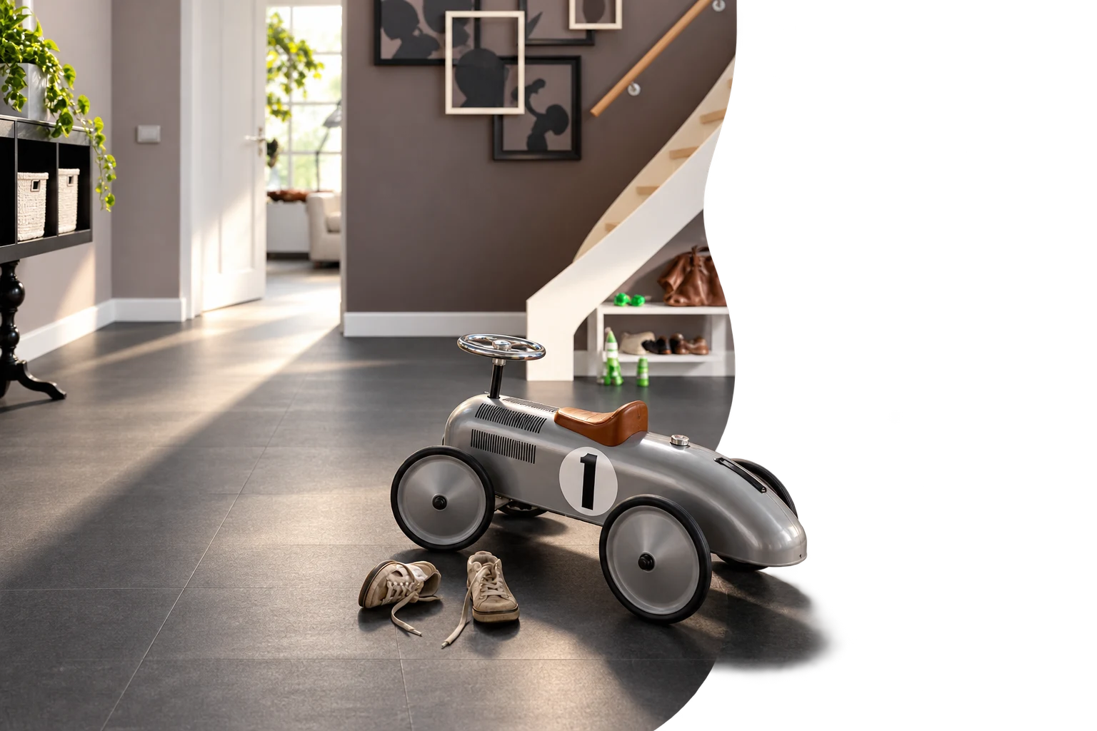 Warm interieur met een meubel dat buiten de fotorand doorloopt